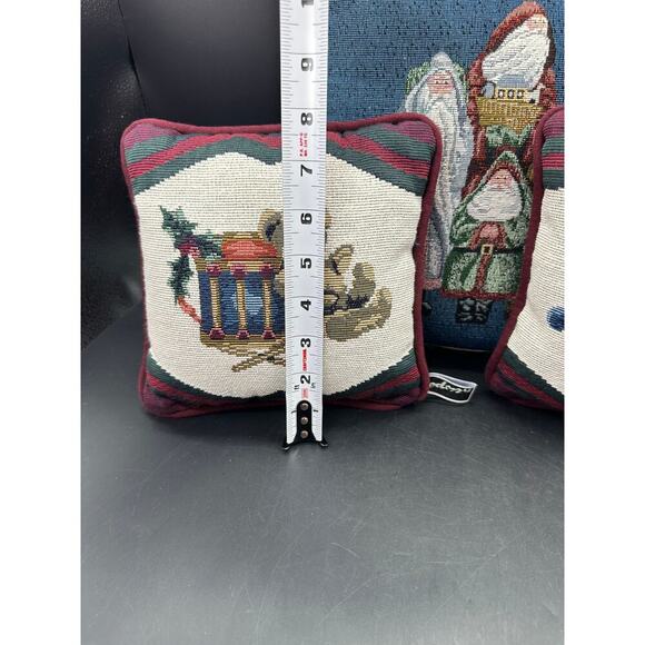 Set of 3 Christmas Tapestry Pillows Old Santa Bear Drum Horse - Picture 7 of 13